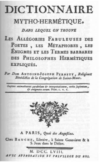 dictionnaire pernety frontispiece